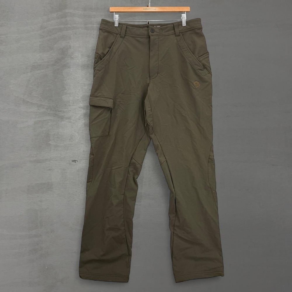 Mountain Hardwear Cargo Pants Olive Green Softshell Lined Large